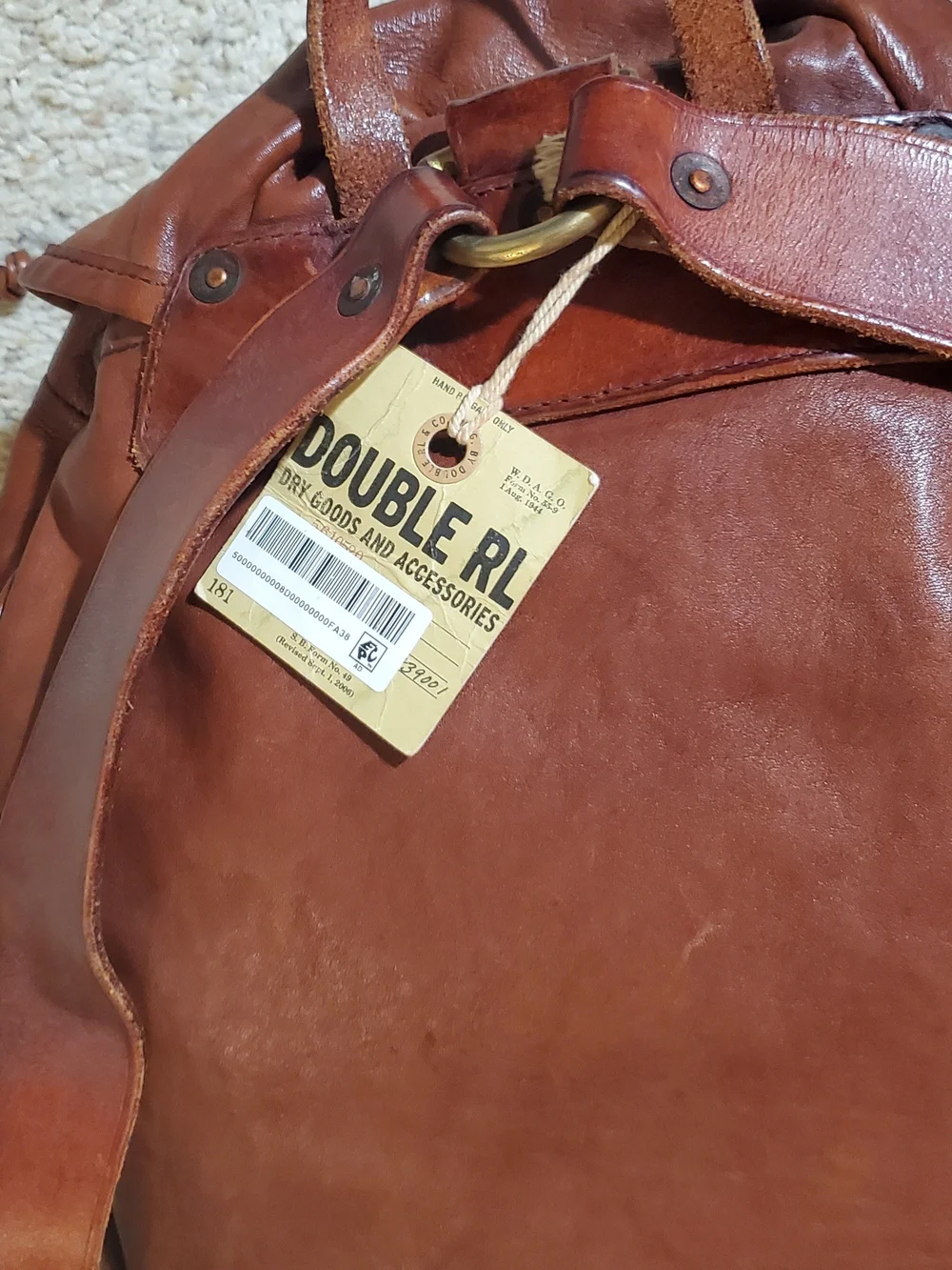 Ralph Lauren Double RL Brown Leather Backpack